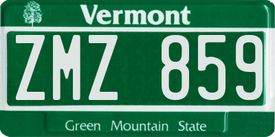 VT license plate ZMZ859