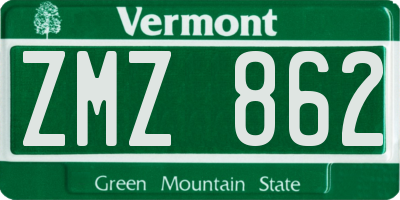 VT license plate ZMZ862