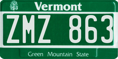VT license plate ZMZ863