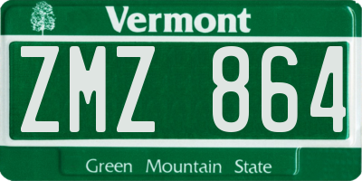 VT license plate ZMZ864