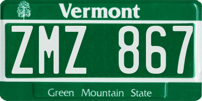 VT license plate ZMZ867