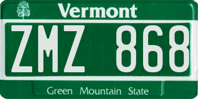 VT license plate ZMZ868