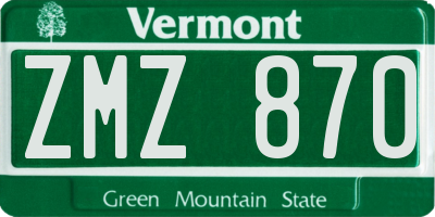 VT license plate ZMZ870