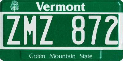 VT license plate ZMZ872