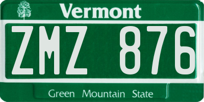 VT license plate ZMZ876
