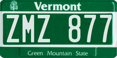 VT license plate ZMZ877