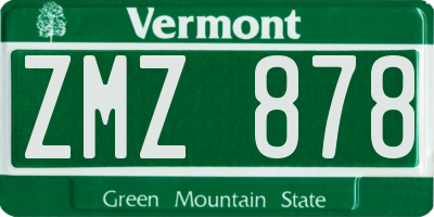 VT license plate ZMZ878