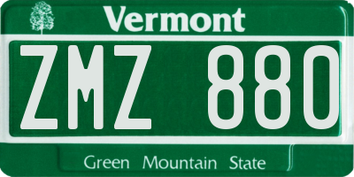 VT license plate ZMZ880