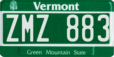 VT license plate ZMZ883