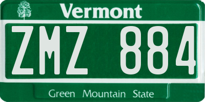 VT license plate ZMZ884