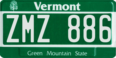 VT license plate ZMZ886