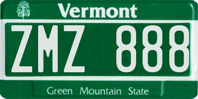VT license plate ZMZ888