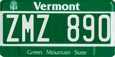 VT license plate ZMZ890