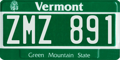 VT license plate ZMZ891