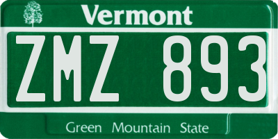 VT license plate ZMZ893