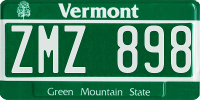 VT license plate ZMZ898