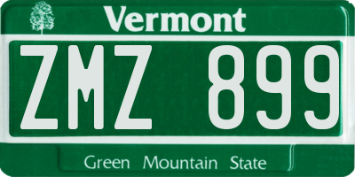 VT license plate ZMZ899