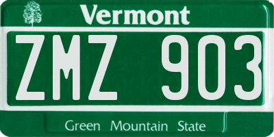 VT license plate ZMZ903
