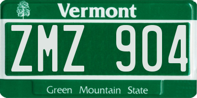 VT license plate ZMZ904