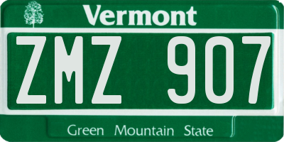 VT license plate ZMZ907