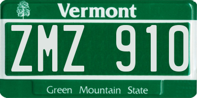 VT license plate ZMZ910