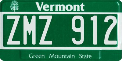 VT license plate ZMZ912
