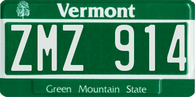VT license plate ZMZ914