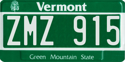 VT license plate ZMZ915