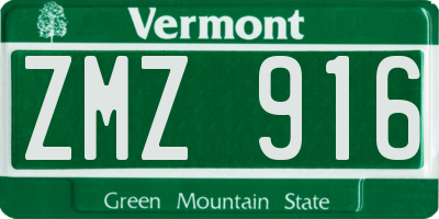VT license plate ZMZ916