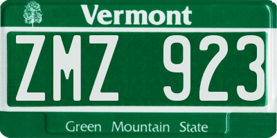 VT license plate ZMZ923