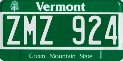 VT license plate ZMZ924