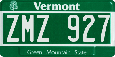 VT license plate ZMZ927