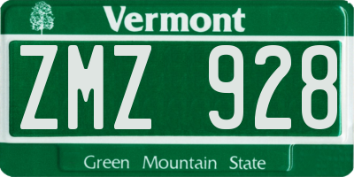 VT license plate ZMZ928