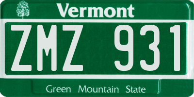 VT license plate ZMZ931