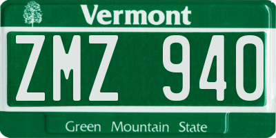 VT license plate ZMZ940