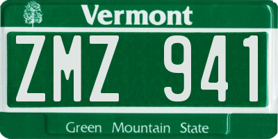 VT license plate ZMZ941