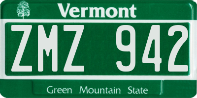 VT license plate ZMZ942