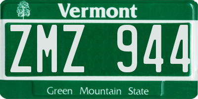 VT license plate ZMZ944