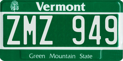 VT license plate ZMZ949