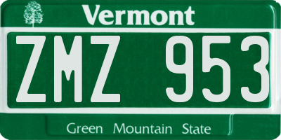 VT license plate ZMZ953
