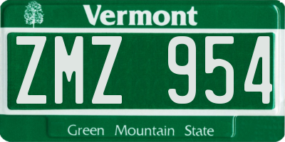 VT license plate ZMZ954