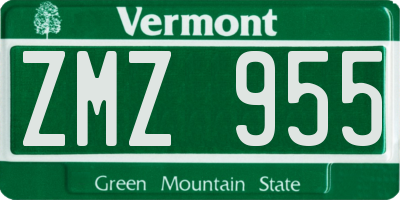 VT license plate ZMZ955