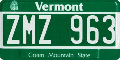 VT license plate ZMZ963
