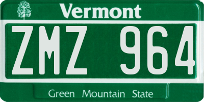 VT license plate ZMZ964