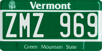 VT license plate ZMZ969