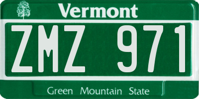 VT license plate ZMZ971