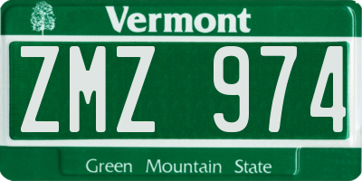 VT license plate ZMZ974