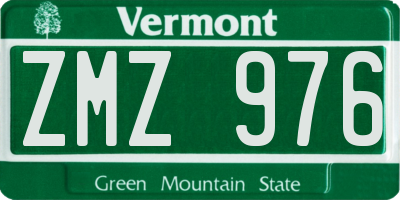 VT license plate ZMZ976