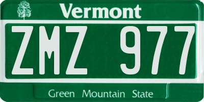VT license plate ZMZ977