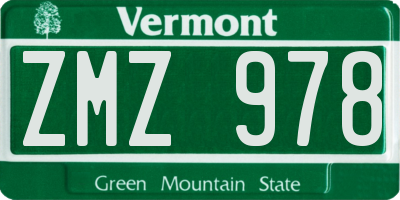 VT license plate ZMZ978